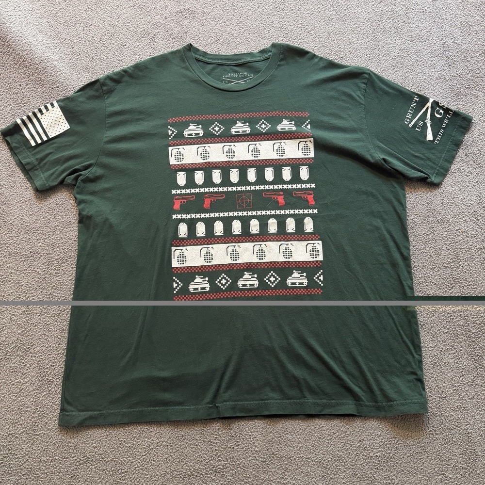 Grunt Style Shirt Green Short Sleeve Christmas Graphic Men's XXXL